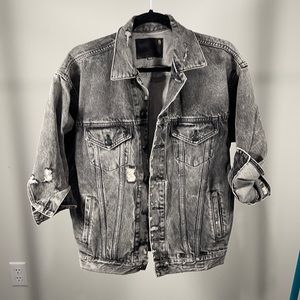 Oversized Distressed Acid Gray R13 Denim Jacket